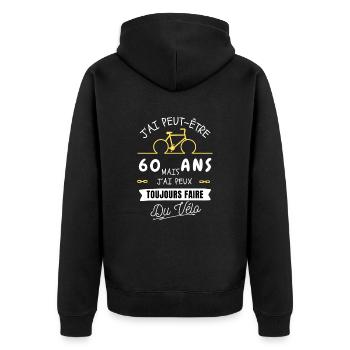 60 Ans et Toujours à Vélo - Veste à capuche bio Premium Unisexe - noir - Dos - Nico (187cm)