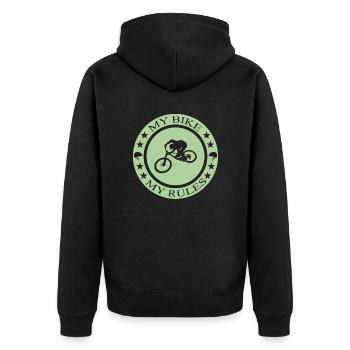 Biken Ebike Bike - Unisex Premium Bio Zip Hoodie - Schwarz - Hinten - Nico (187cm)
