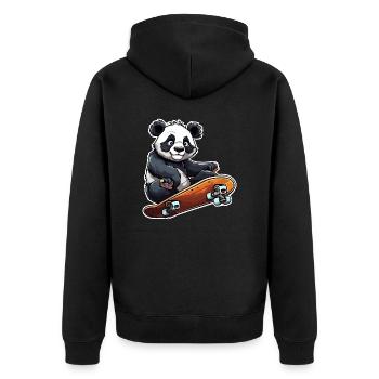 Panda / Animal / Zoo / Bamboo / Wild / Childlike - Unisex Premium Organic Zip Hoodie - black - Back - Nico (187cm)