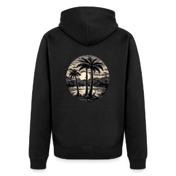 Strand / Insel / Urlaub / Sommer / Sonne / Meer - Unisex Premium Bio Zip Hoodie - Schwarz - Hinten - Nico (187cm)