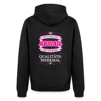 Quality feature Abigail simply first-class - Unisex Premium Organic Zip Hoodie - black - Back - Nico (187cm)