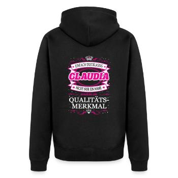 Quality feature Claudia simply first-class - Unisex Premium Organic Zip Hoodie - black - Back - Nico (187cm)
