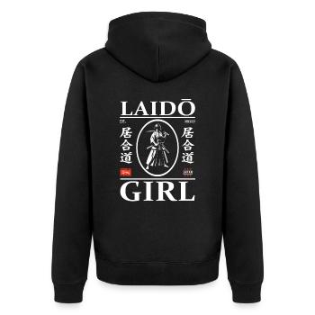 Conception de fille Iaido avec Kanji – Combat à l’épée et Ele - Veste à capuche bio Premium Unisexe - noir - Dos - Nico (187cm)