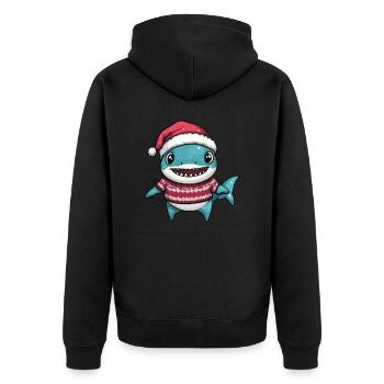 Shark Christmas - Unisex Premium Organic Zip Hoodie - black - Back - Nico (187cm)