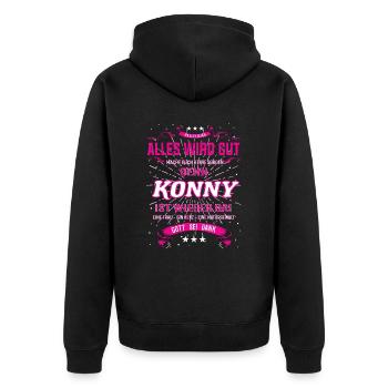 Everything Will Be Alright 'Cause Konny Is Here Outfit - Unisex Premium Organic Zip Hoodie - black - Back - Nico (187cm)
