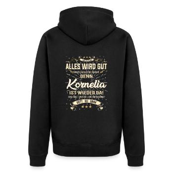 Tout ira bien parce que Kornelia est là pour la tenue - Veste à capuche bio Premium Unisexe - noir - Dos - Nico (187cm)