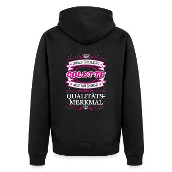 Quality feature Colette simply first-class - Unisex Premium Organic Zip Hoodie - black - Back - Nico (187cm)