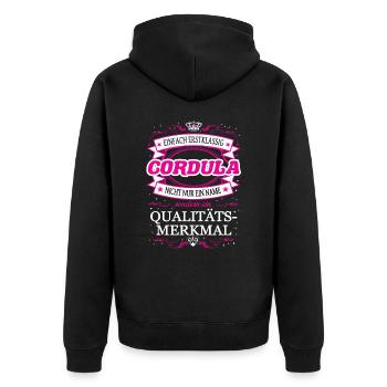 Quality feature Cordula simply first-class - Unisex Premium Organic Zip Hoodie - black - Back - Nico (187cm)