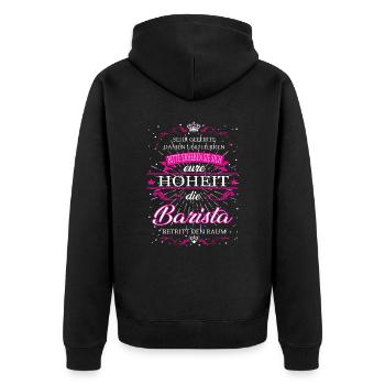 Votre Altesse le Barista entre dans la pièce - Veste à capuche bio Premium Unisexe - noir - Dos - Nico (187cm)