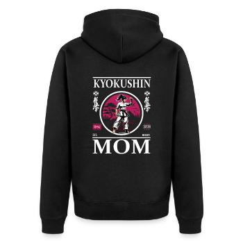 Kyokushin Karate Mom - Unisex Premium Bio Zip Hoodie - Schwarz - Hinten - Nico (187cm)