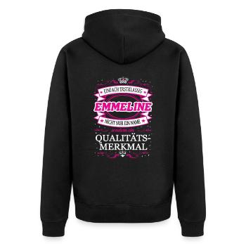 Quality feature Emmeline simply first-class - Unisex Premium Organic Zip Hoodie - black - Back - Nico (187cm)