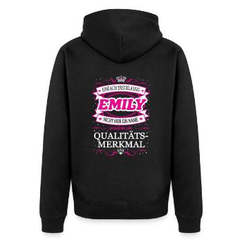 Caractéristique de qualité Emily Simply Tenue de premier ordre - Veste à capuche bio Premium Unisexe - noir - Dos - Nico (187cm)