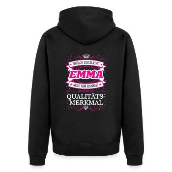 Quality Feature Emma Simply Top Notch Outfit - Unisex Premium Organic Zip Hoodie - black - Back - Nico (187cm)