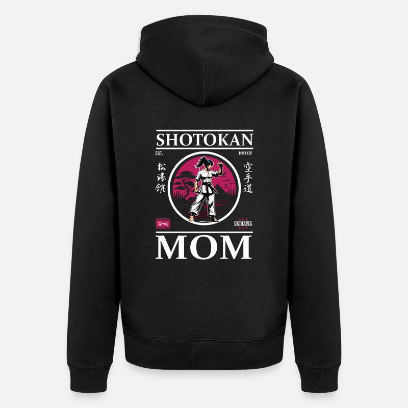 Maman de karaté Shotokan - Veste à capuche bio Premium Unisexe - noir