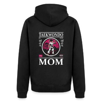 Taekwondo Mom - Kampfsport Mutter Design - Unisex Premium Bio Zip Hoodie - Schwarz - Hinten - Nico (187cm)