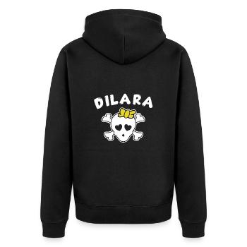 Piratin Dilara Design für Mädchen und Frauen - Unisex Premium Bio Zip Hoodie - Schwarz - Hinten - Nico (187cm)