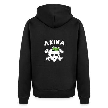 Piratin Akina Design für Mädchen und Frauen - Unisex Premium Bio Zip Hoodie - Schwarz - Hinten - Nico (187cm)