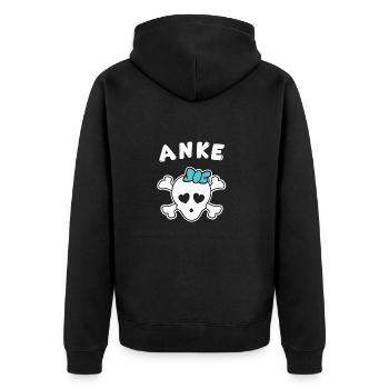 Piratin Anke Design für Mädchen und Frauen - Unisex Premium Bio Zip Hoodie - Schwarz - Hinten - Nico (187cm)