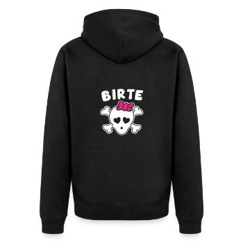 Piratin Birte Design für Mädchen und Frauen - Unisex Premium Bio Zip Hoodie - Schwarz - Hinten - Nico (187cm)