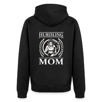 Hurdle Race Mom – Overcome Every Obstacle! - Unisex Premium Organic Zip Hoodie - black - Back - Nico (187cm)