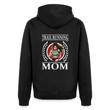 Maman coureuse de trail - Coureuse de fond et maman - Veste à capuche bio Premium Unisexe - noir - Dos - Nico (187cm)