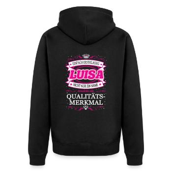 Eure Hoheit Luisa betritt den Raum - Unisex Premium Bio Zip Hoodie - Schwarz - Hinten - Nico (187cm)