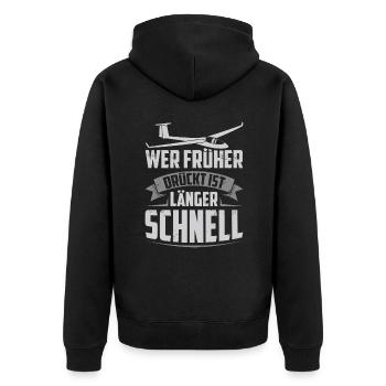 Segelflugzeuge - Unisex Premium Bio Zip Hoodie - Schwarz - Hinten - Nico (187cm)