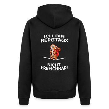 bergwandern servus alpin wanderung bergtags - Unisex Premium Bio Zip Hoodie - Schwarz - Hinten - Nico (187cm)
