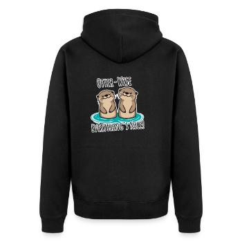 Everything Nice Otter-Wise! Otter mäßig gut alles! - Unisex Premium Bio Zip Hoodie - Schwarz - Hinten - Nico (187cm)