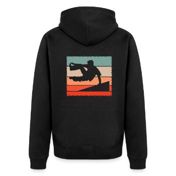 Parkour - Freerunning Design - Unisex Premium Bio Zip Hoodie - Schwarz - Hinten - Nico (187cm)