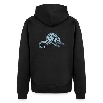 cooles Katzen Skelett - Unisex Premium Bio Zip Hoodie - Schwarz - Hinten - Nico (187cm)