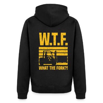 Gabelstapler - Unisex Premium Bio Zip Hoodie - Schwarz - Hinten - Nico (187cm)