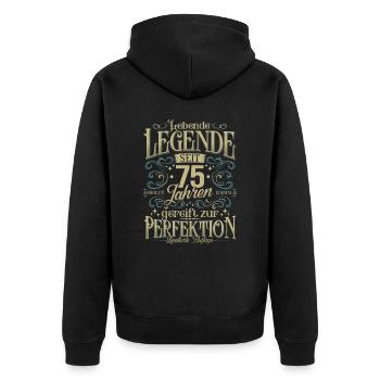 75 Geburtstag - Lebende Legende seit 75 Jahren - Unisex Premium Bio Zip Hoodie - Schwarz - Hinten - Nico (187cm)
