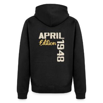 Anniversaire 76 Ans Avril 1948 Cadeau Anniversaire - Veste à capuche bio Premium Unisexe - noir - Dos - Nico (187cm)
