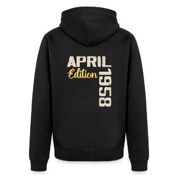 Birthday 66 Years April 1958 Birthday Gift - Unisex Premium Organic Zip Hoodie - black - Back - Nico (187cm)