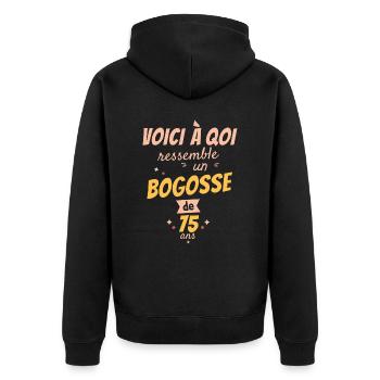 This is what a 75-year-old bogosse looks like - Unisex Premium Organic Zip Hoodie - black - Back - Nico (187cm)