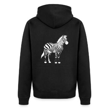 Zebra weiß - Unisex Premium Bio Zip Hoodie - Schwarz - Hinten - Nico (187cm)