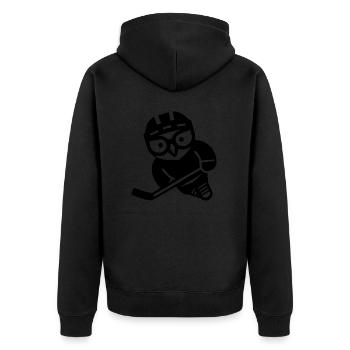 Hockey sur glace hibou silhouette harfang des neiges joueur - Veste à capuche bio Premium Unisexe - noir - Dos - Nico (187cm)