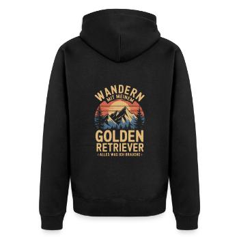 Wandern mit meinem Golden Retriever - Unisex Premium Bio Zip Hoodie - Schwarz - Hinten - Nico (187cm)