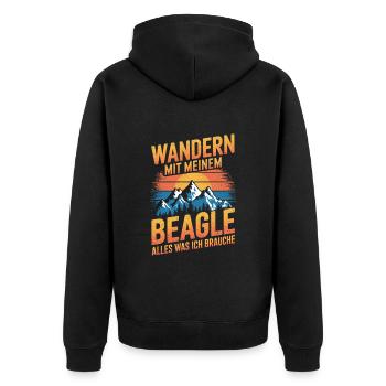 Wandern mit meinem Beagle - Unisex Premium Bio Zip Hoodie - Schwarz - Hinten - Nico (187cm)