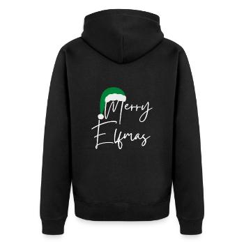 Merry Elfmas - Unisex Premium Bio Zip Hoodie - Schwarz - Hinten - Nico (187cm)