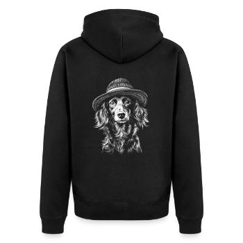 Chapeau teckel à poil long chiens chien teckel teckel - Veste à capuche bio Premium Unisexe - noir - Dos - Nico (187cm)