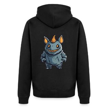 Nashorn Halloween Zombie - Unisex Premium Bio Zip Hoodie - Schwarz - Hinten - Nico (187cm)