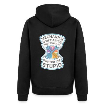 Mechanics Explain Why You Are Stupid 8 - Unisex Premium Bio Zip Hoodie - Schwarz - Hinten - Nico (187cm)