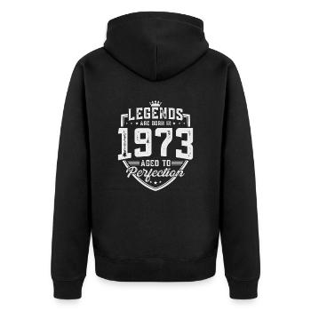 Les légendes sont nées en 1973 - Veste à capuche bio Premium Unisexe - noir - Dos - Nico (187cm)