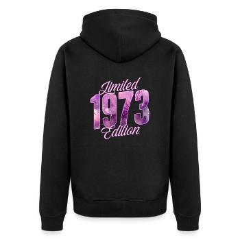 1973 Naissance femme d’anniversaire - Veste à capuche bio Premium Unisexe - noir - Dos - Nico (187cm)