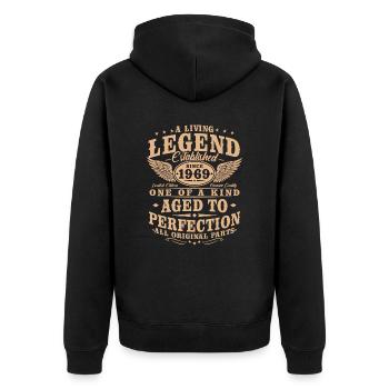 Legende seit 1969 Jahrgang Geburtstag Geschenk - Unisex Premium Bio Zip Hoodie - Schwarz - Hinten - Nico (187cm)