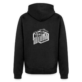 VISIT ROSWELL - Unisex Premium Organic Zip Hoodie - black - Back - Nico (187cm)