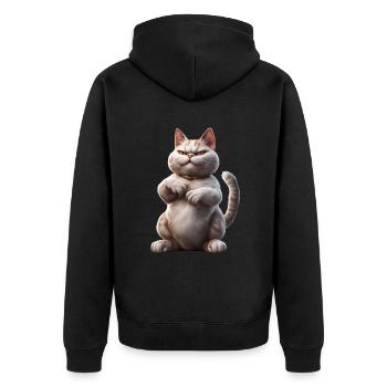 Bad Cat | Naughty cat - Unisex Premium Organic Zip Hoodie - black - Back - Nico (187cm)