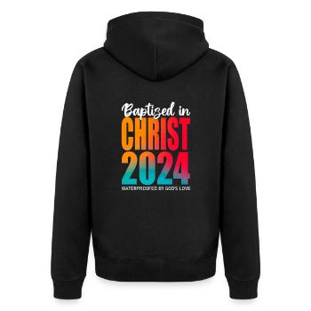 Getauft In Christus 2024 - Gottes Liebe - Unisex Premium Bio Zip Hoodie - Schwarz - Hinten - Nico (187cm)